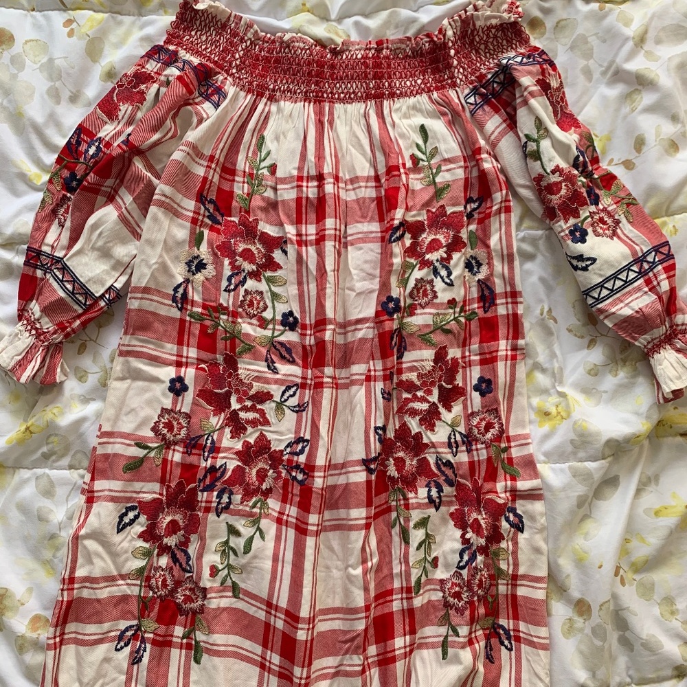 Zara Floral Over the Shoulder Dress